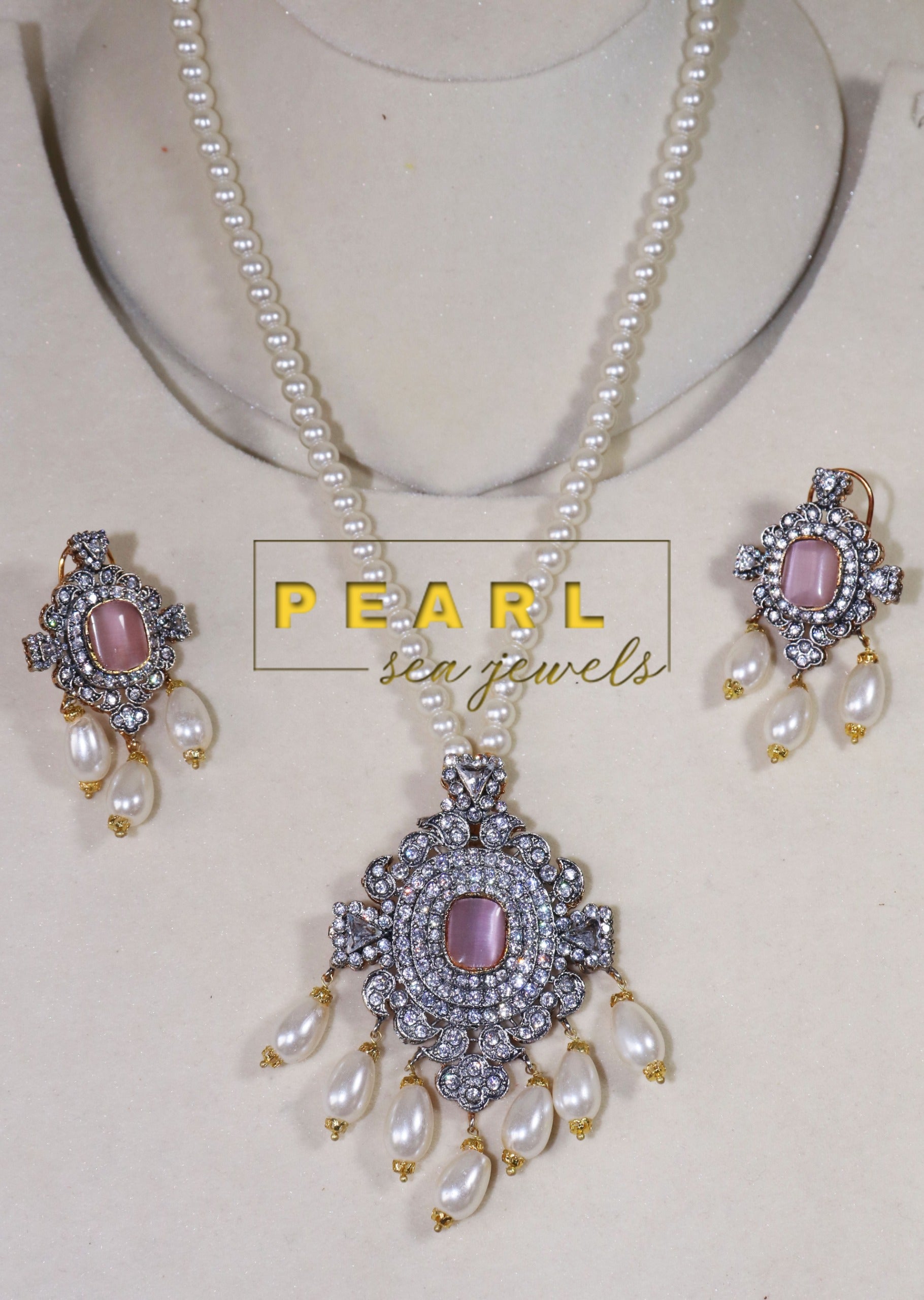 Pearl Pendant Set (Pink)